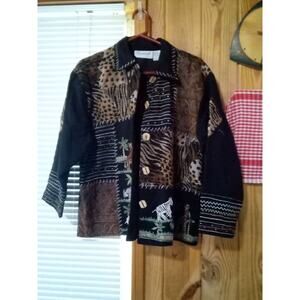 Courtwell Women's L Black Safari Cotton Blazer Jacket